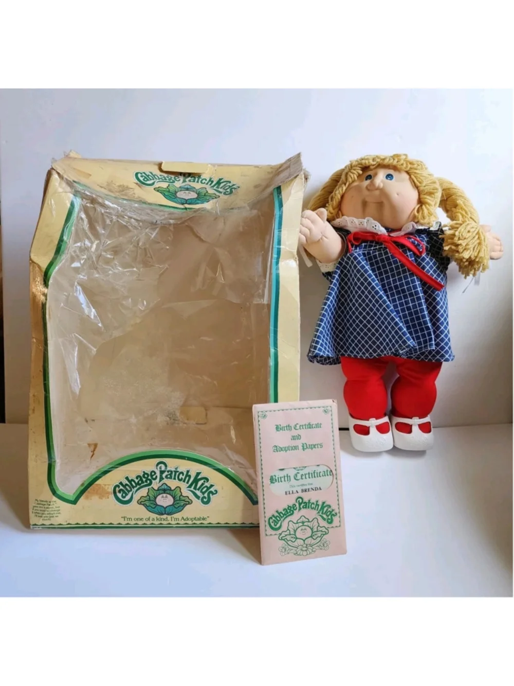 Vtg 1983 Cabbage Patch Kids Doll Ella Brenda HM #2 KT Factory Coleco Box Papers